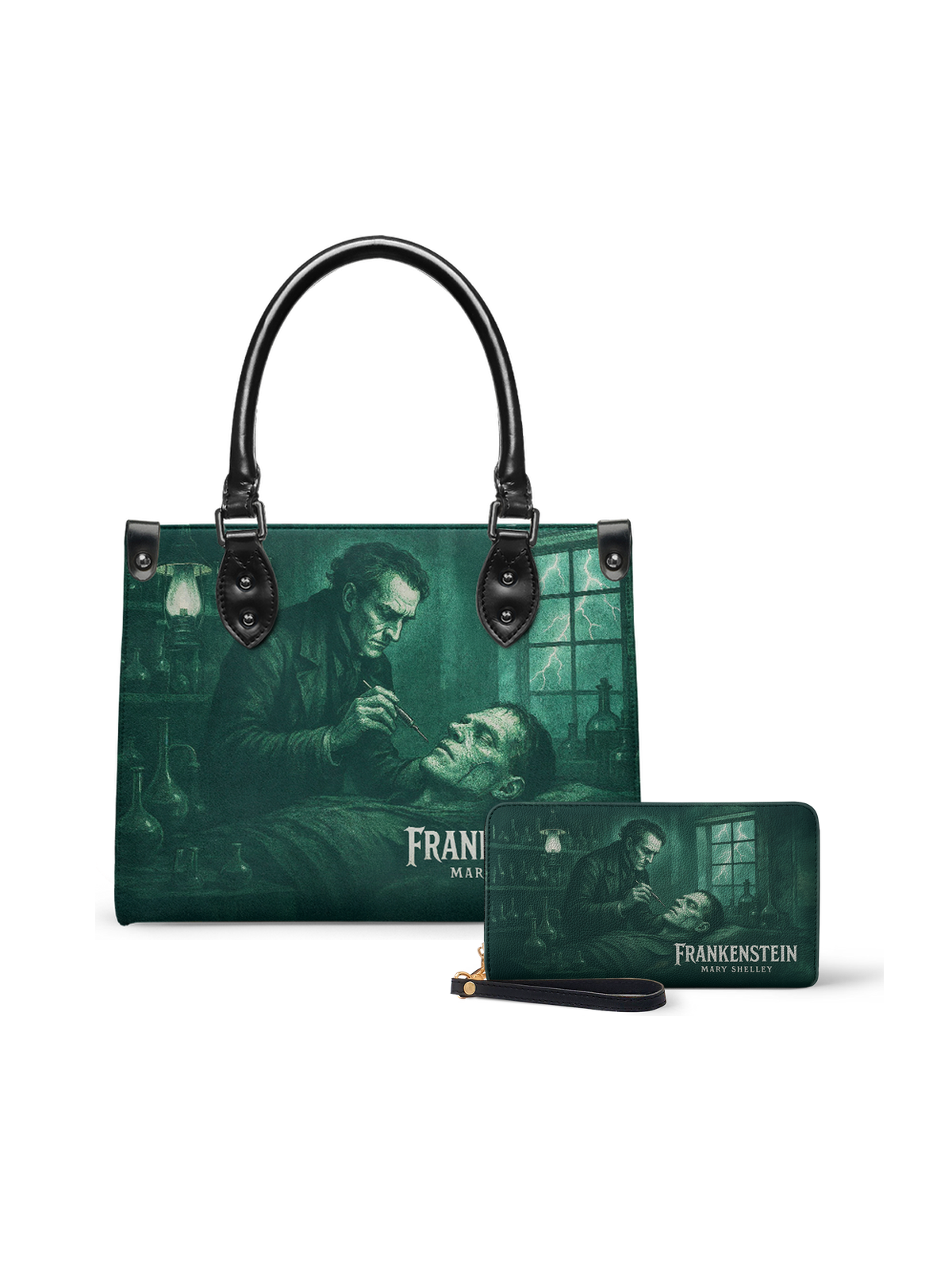 "Frankenstein" Mortuary Moss Small Leather Handbag - NEVERMORE DEAL