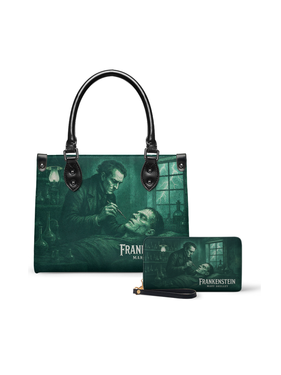 "Frankenstein" Mortuary Moss Small Leather Handbag - NEVERMORE DEAL