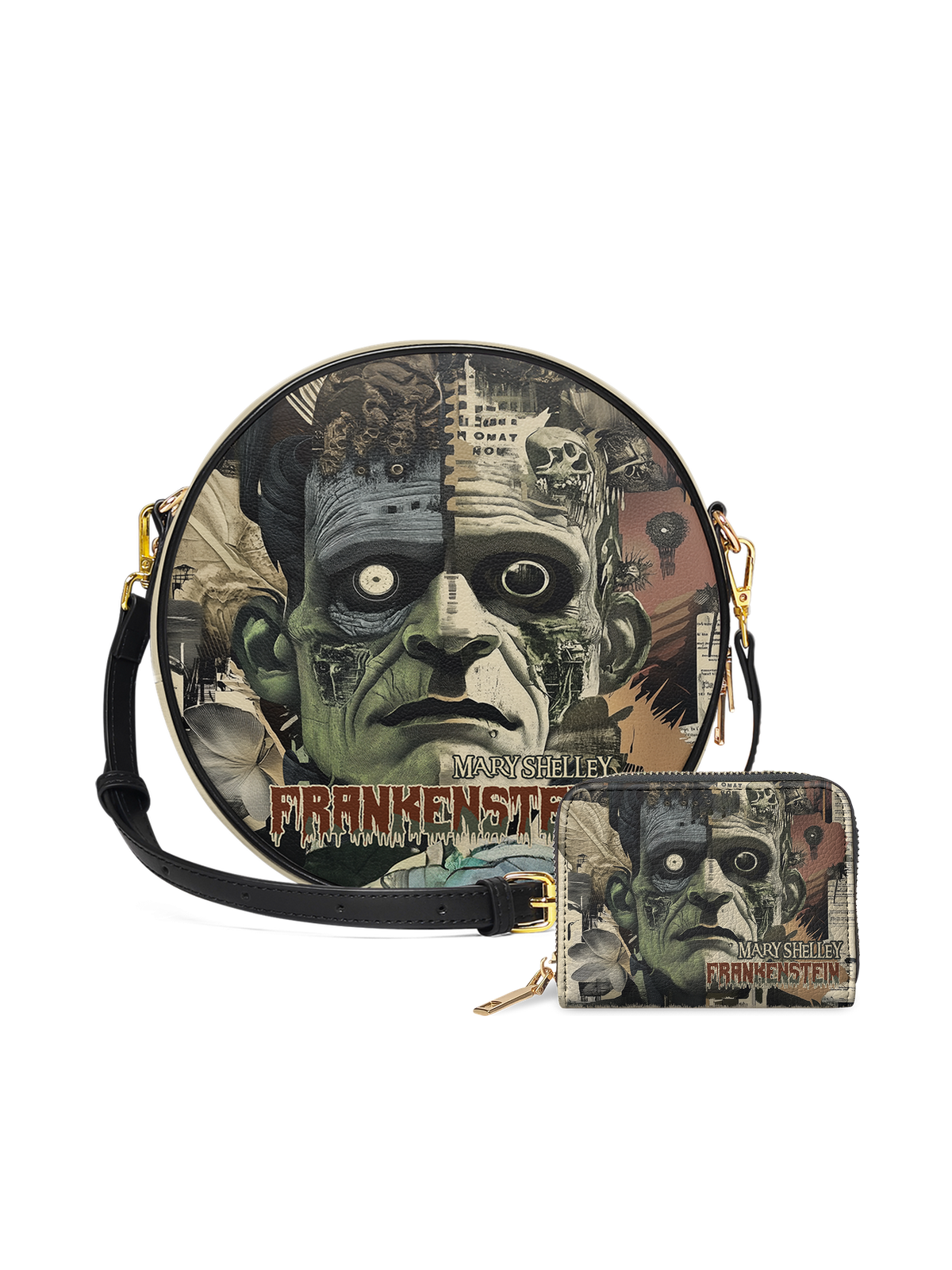 "Frankenstein" Old Parchment Circle Crossbody Bag - EVERMORE DEAL