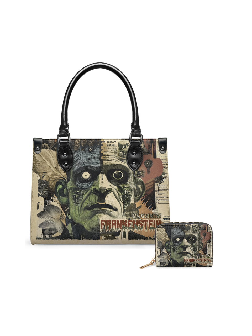 "Frankenstein" Old Parchment Small Leather Handbag - NEVERMORE DEAL