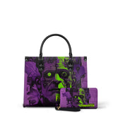 "Frankenstein" Lablight Violet - Black Interior - Leather Handbag Matching Set - CLEAROUT