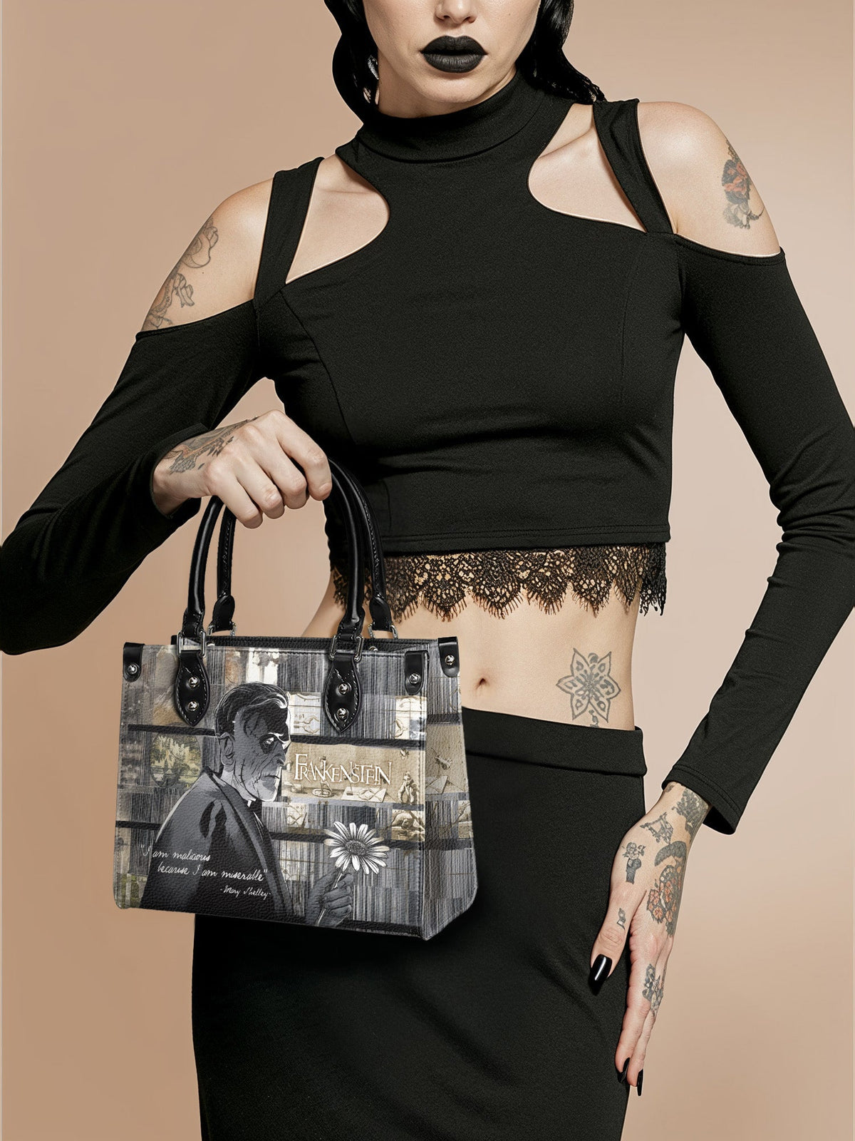 "Frankenstein" Ashes of Hope - Black Interior - Small Leather Handbag - FALL CLEARANCE DEAL