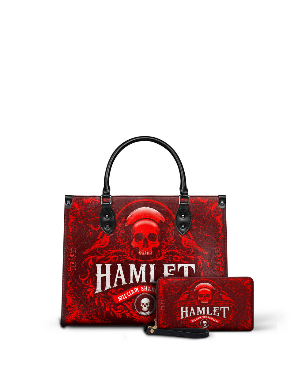 "Hamlet" The Red Room - Black Interior - Leather Handbag Matching Set - FALL DEAL