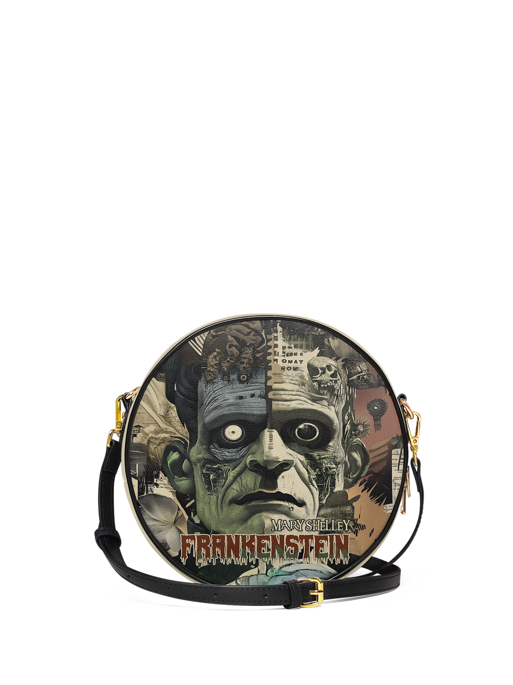 "Frankenstein" Old Parchment Circle Crossbody Bag - EVERMORE DEAL