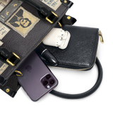 "Poe's Library" Ashen Black Small Leather Handbag Deal
