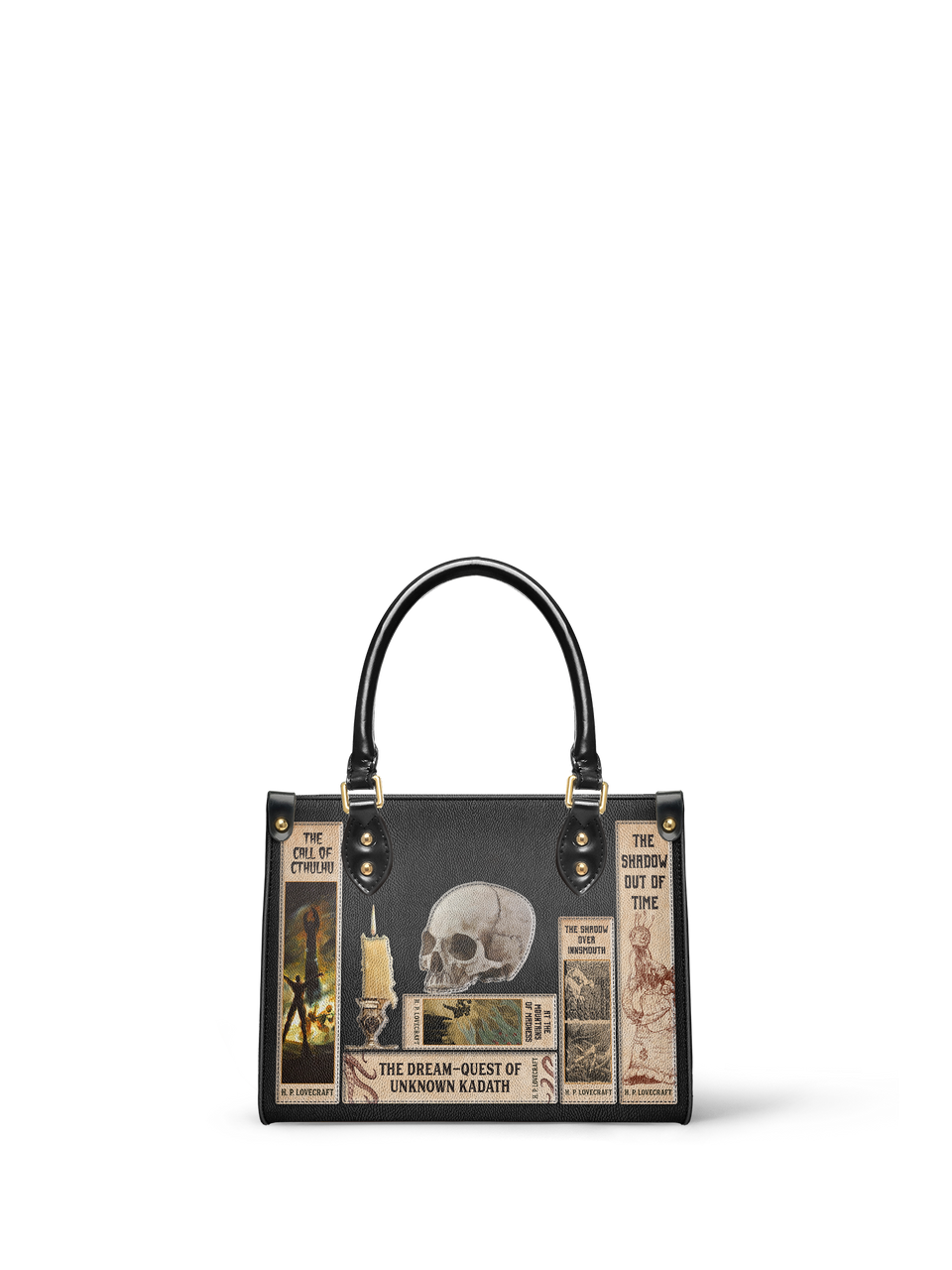 Lovecraftian Black Small Leather Handbag - NEW WORKSHOP SALE