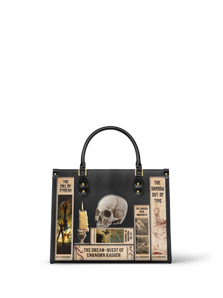 Lovecraftian Black Leather Handbag Premium Vegan Leather