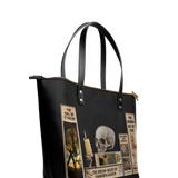 "Lovecraftian" Black Leather Tote Bag Matching Set - CLEAROUT