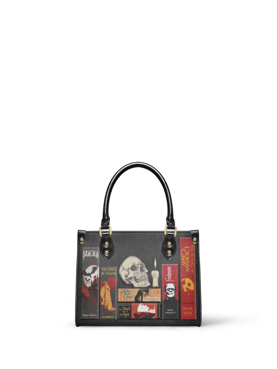 "The Codex of Gothic Tales" Deadlight Black Small Leather Handbag