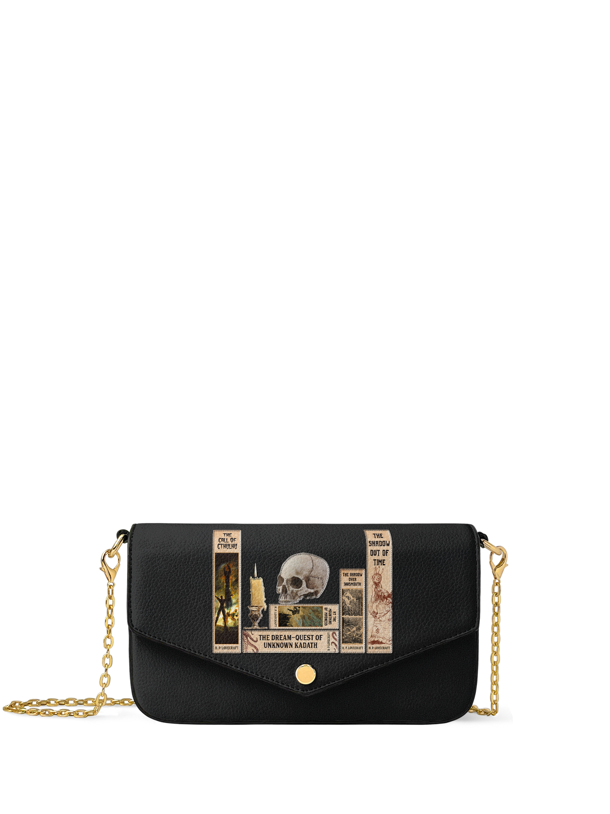 Lovecraftian Black Envelope Chain Crossbody Bag - FALL DEAL