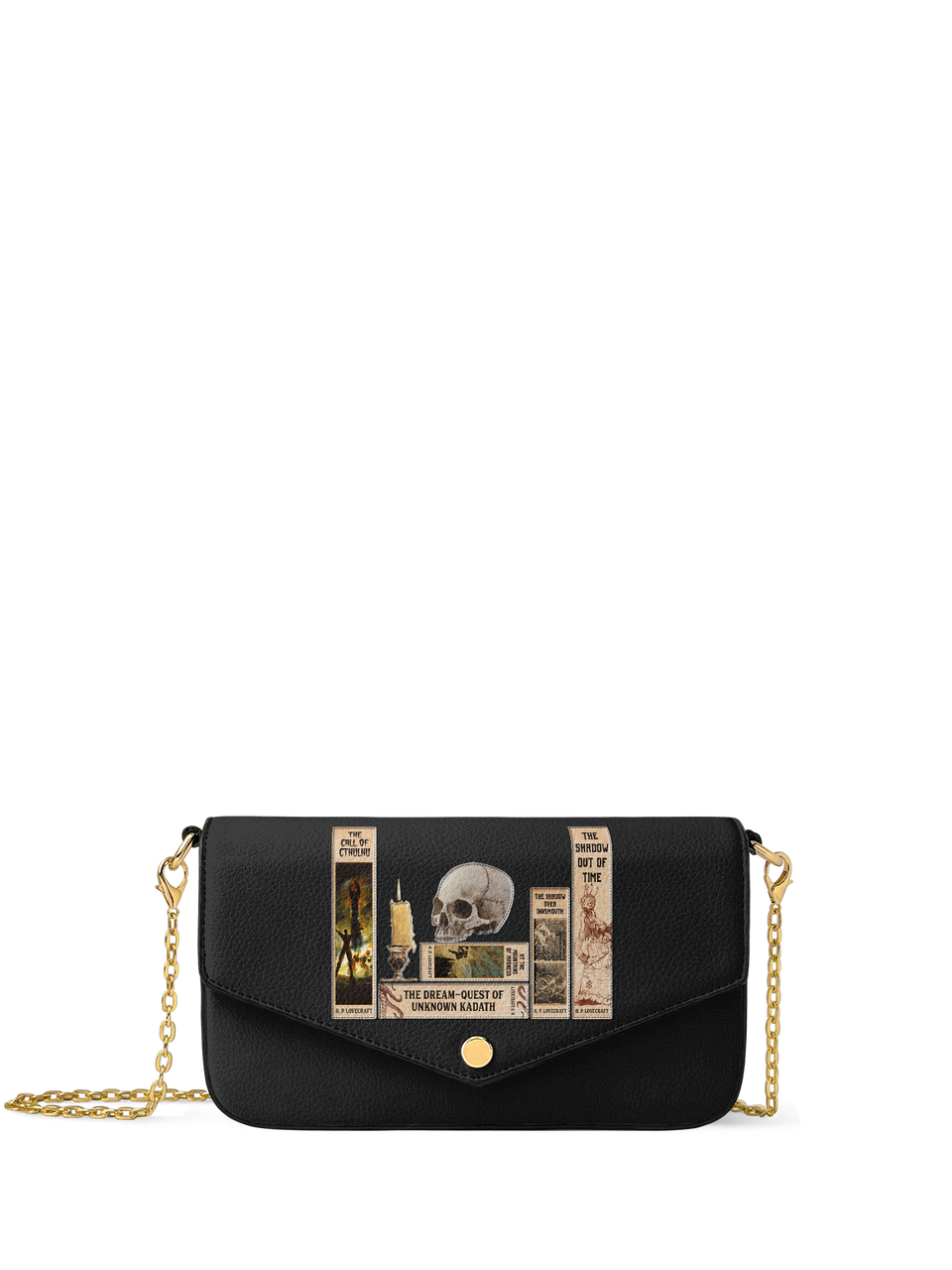 Lovecraftian Black Envelope Chain Crossbody Bag - FALL CLEARANCE DEAL