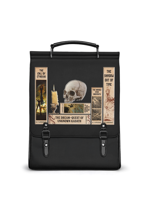 Lovecraftian Black Leather Backpack