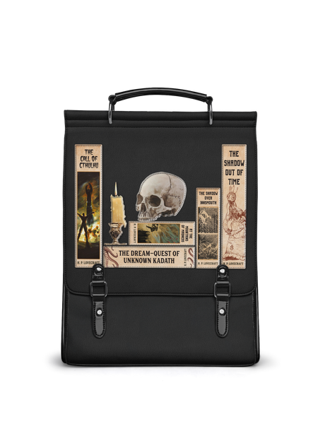 Lovecraftian Black Leather Backpack