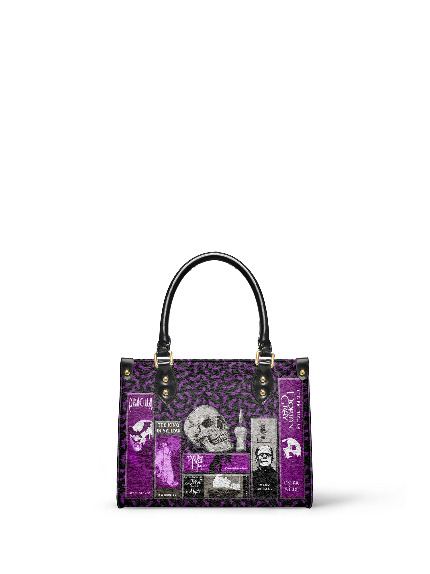 "The Codex of Gothic Tales" Violet Echo Small Leather Handbag