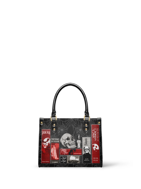 "The Codex of Gothic Tales" Black Widow’s Kiss Small Leather Handbag