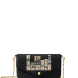 "Poe's Library" Ashen Black Envelope Chain Crossbody Bag