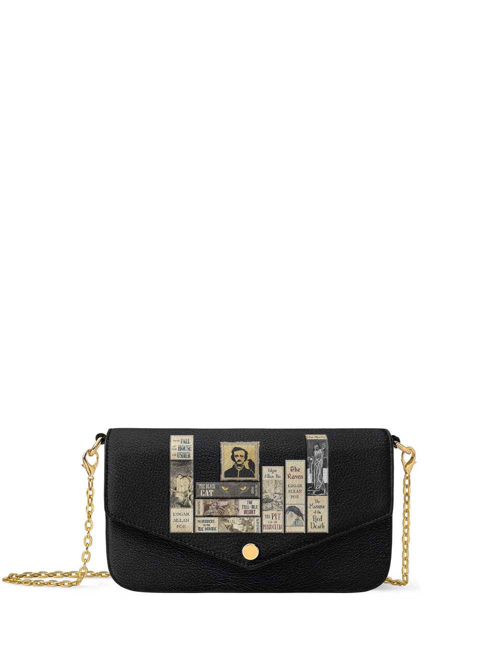 "Poe's Library" Ashen Black Envelope Chain Crossbody Bag - NEW WORKSHOP SALE