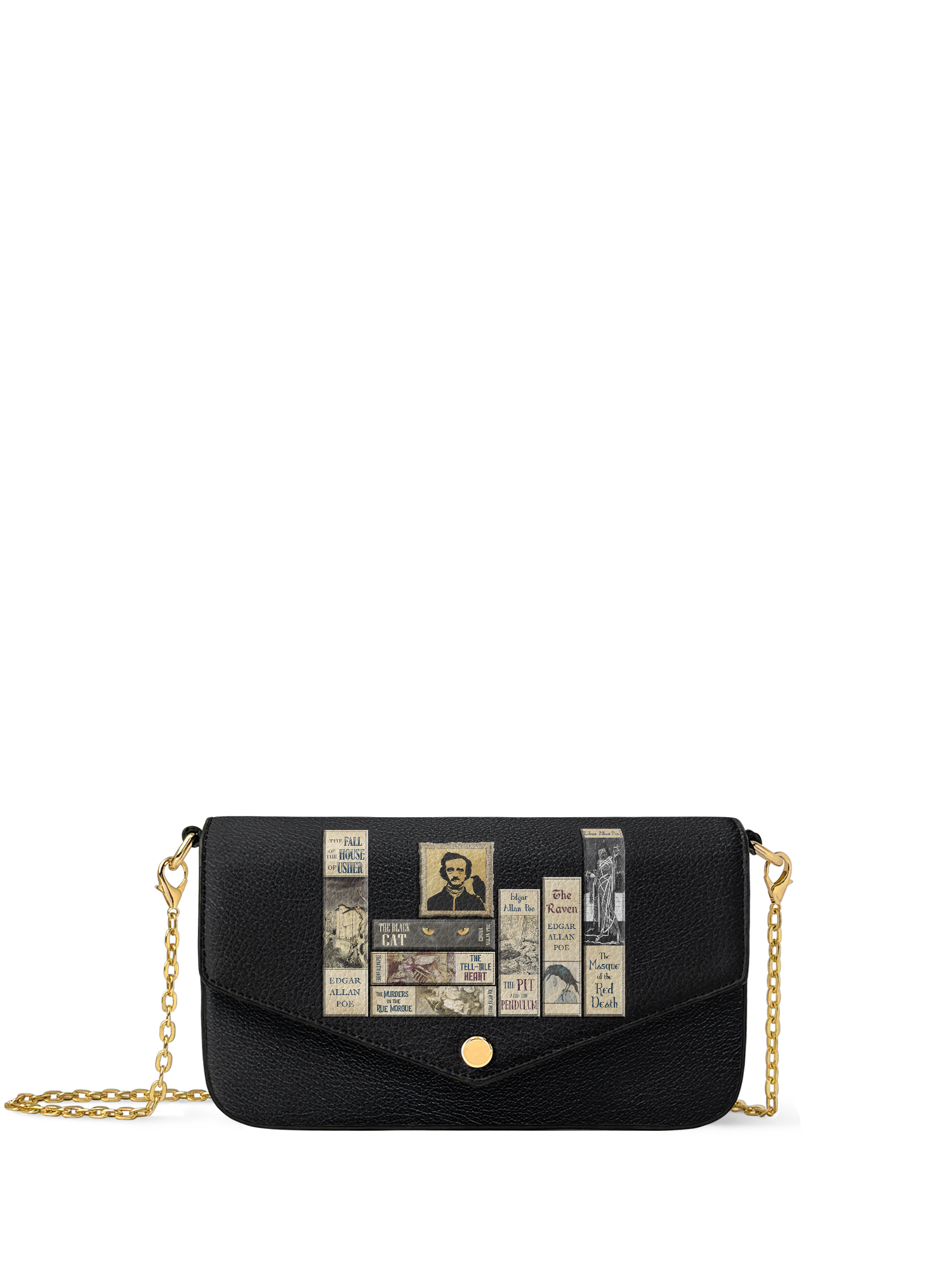 "Poe's Library" Ashen Black Envelope Chain Crossbody Bag - NEW WORKSHOP SALE