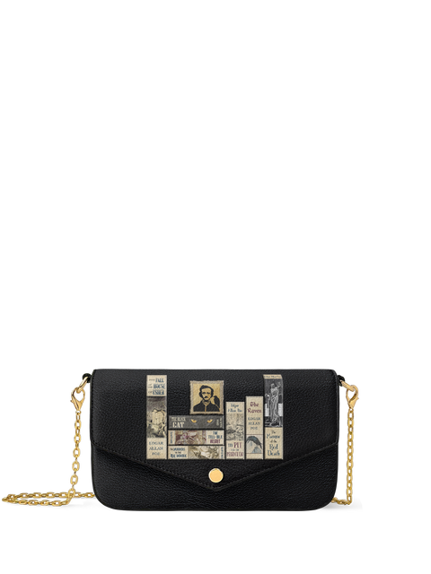 "Poe's Library" Ashen Black Envelope Chain Crossbody Bag - NEW WORKSHOP SALE