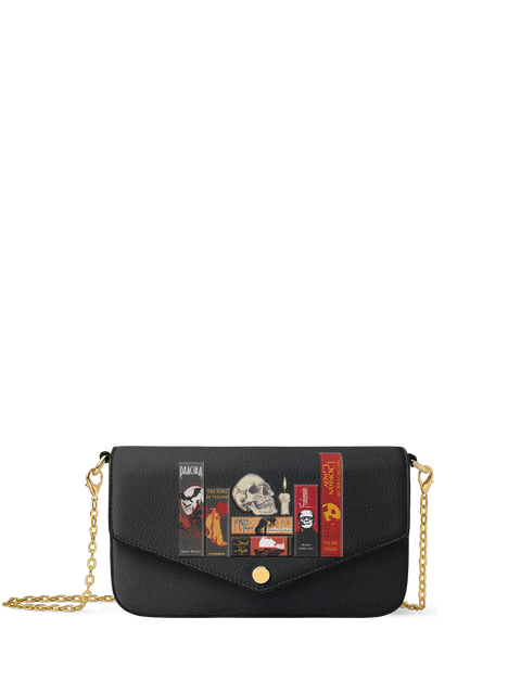 "The Codex of Gothic Tales" Deadlight Black Envelope Chain Crossbody Bag