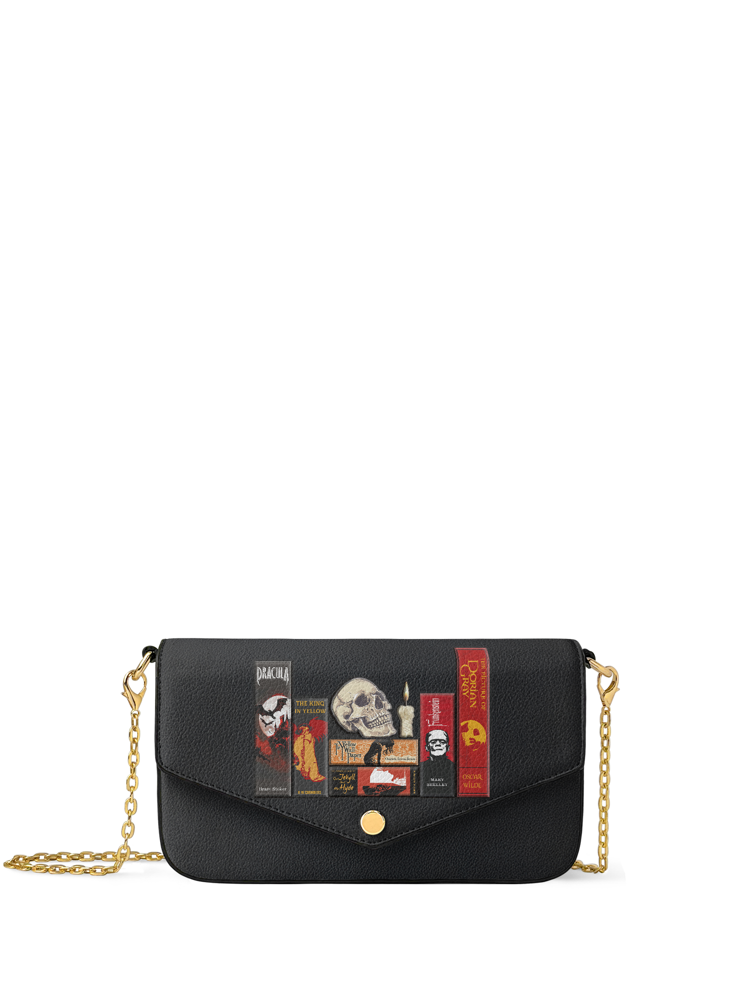 "The Codex of Gothic Tales" Deadlight Black Envelope Chain Crossbody Bag - NEW WORKSHOP SALE