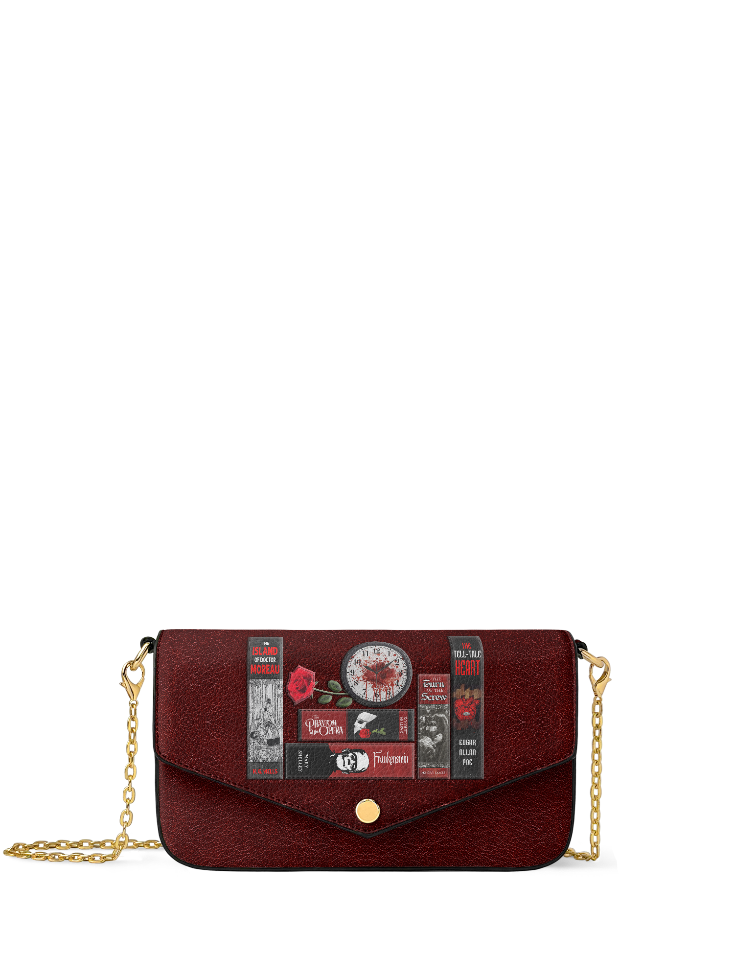 "The Crimson Codex" Envelope Chain Crossbody Bag - NEW WORKSHOP SALE