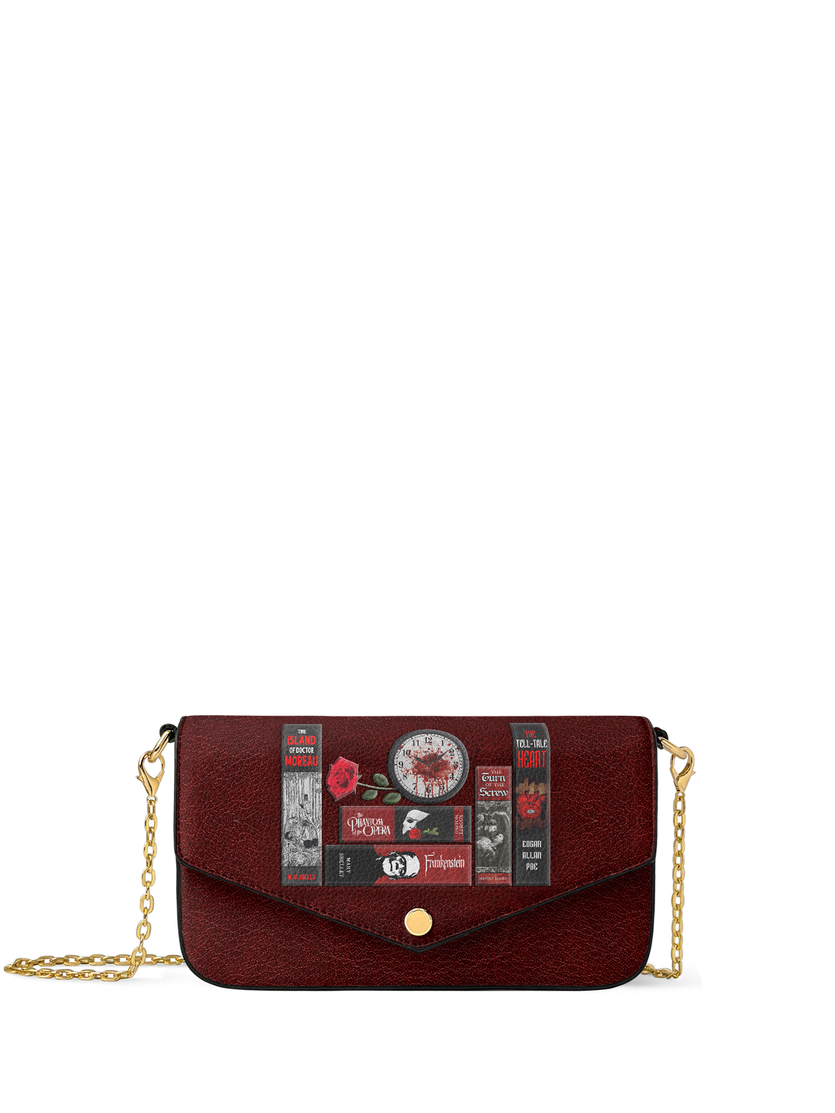 "The Crimson Codex" Envelope Chain Crossbody Bag - FALL DEAL