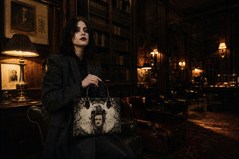 Leather handbags — the Raven edition carried at the shoulder