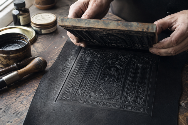 Lifting a press plate off printed leather