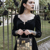 "Poe's Library" Ashen Black Small Leather Handbag Deal