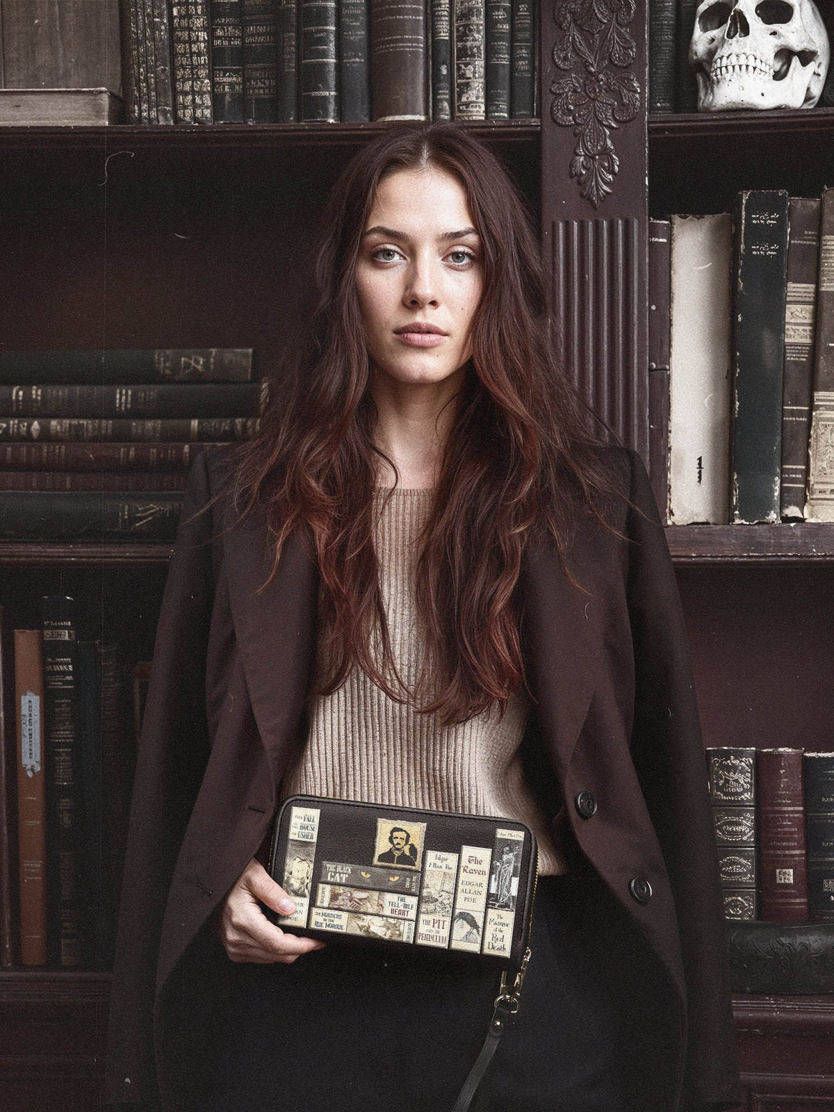 "Poe's Library" Ashen Black Wallet - FALL DEAL