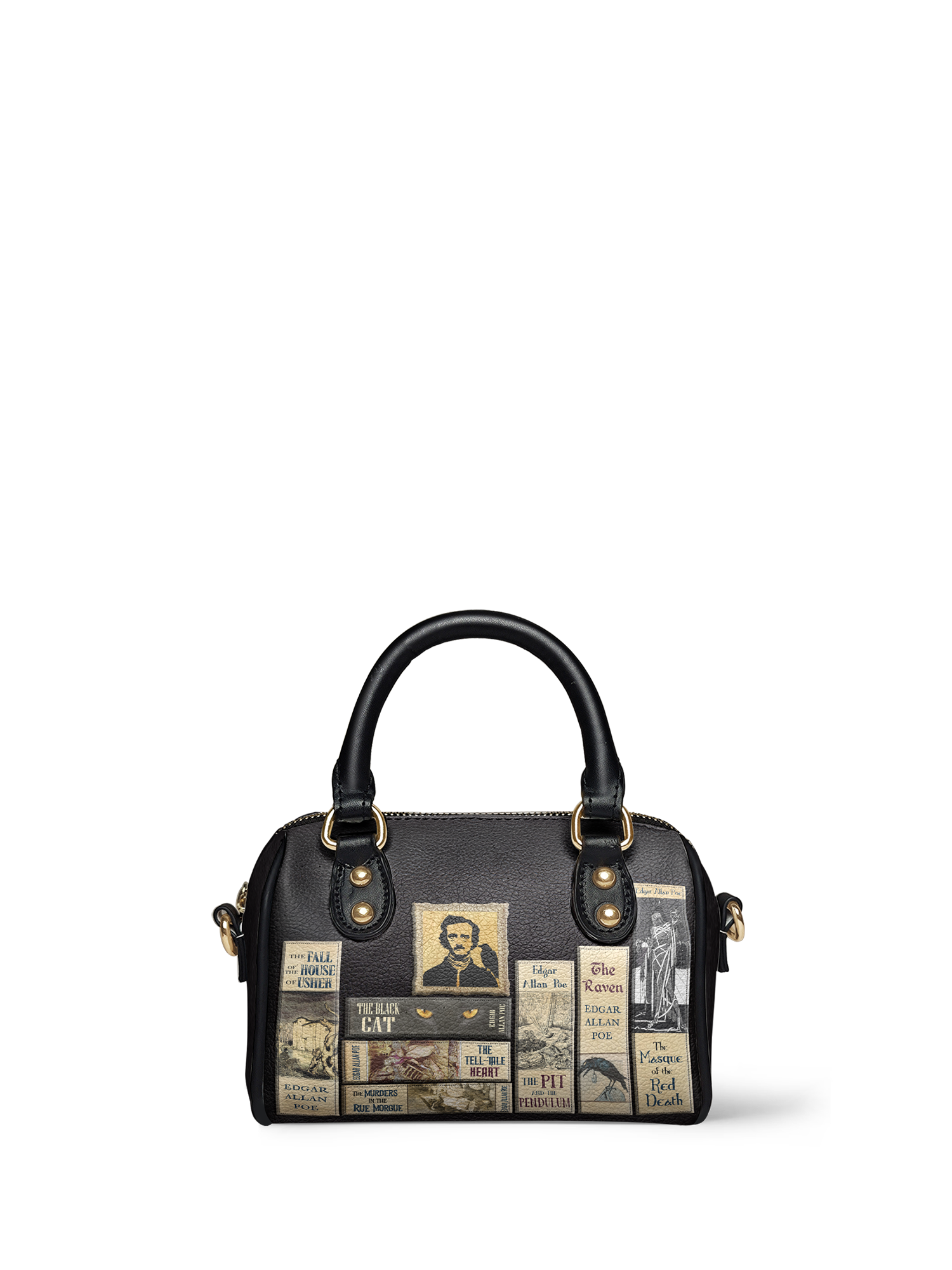 "Poe's Library" Ashen Black Mini Satchel