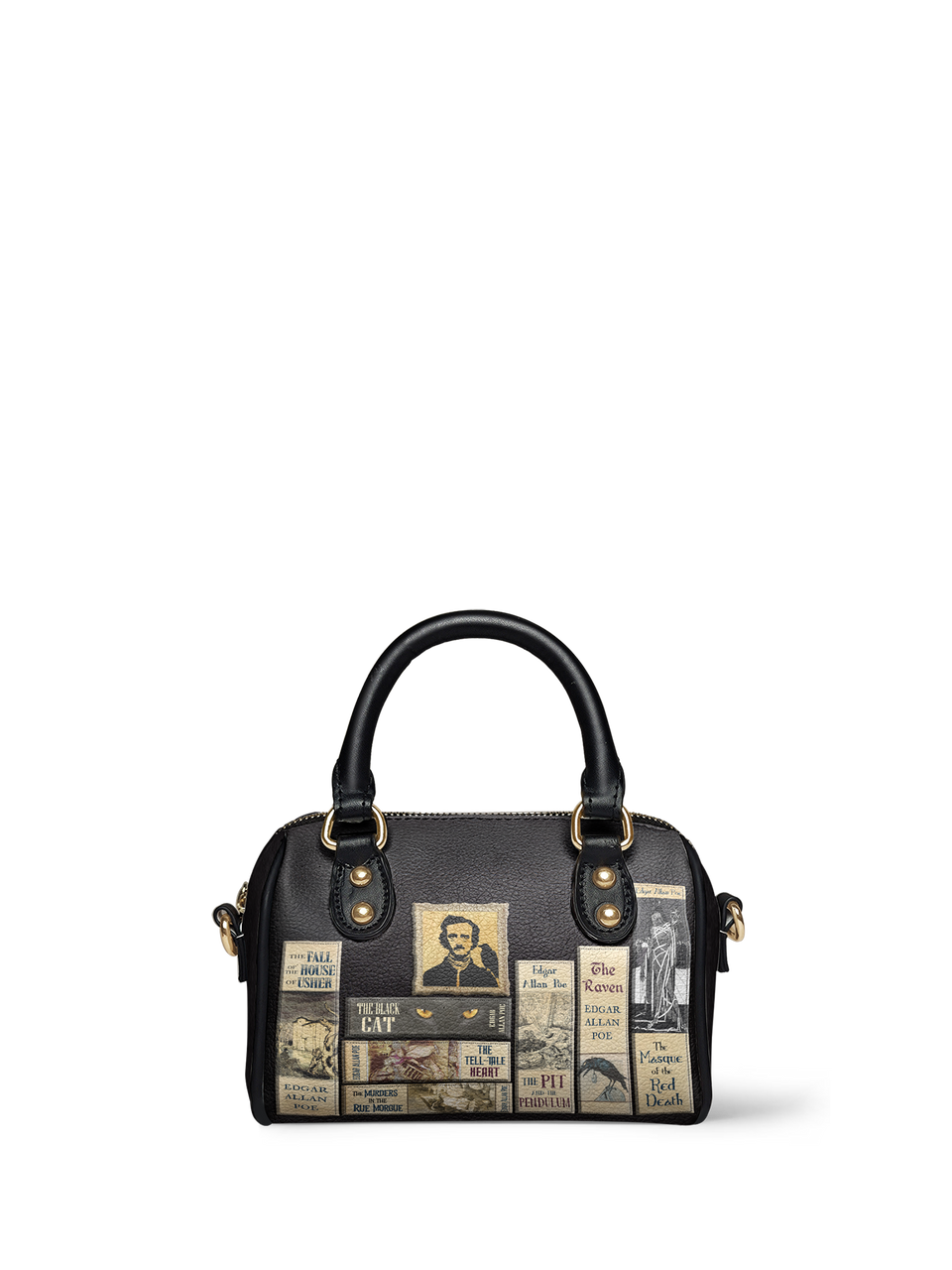 "Poe's Library" Ashen Black Mini Satchel