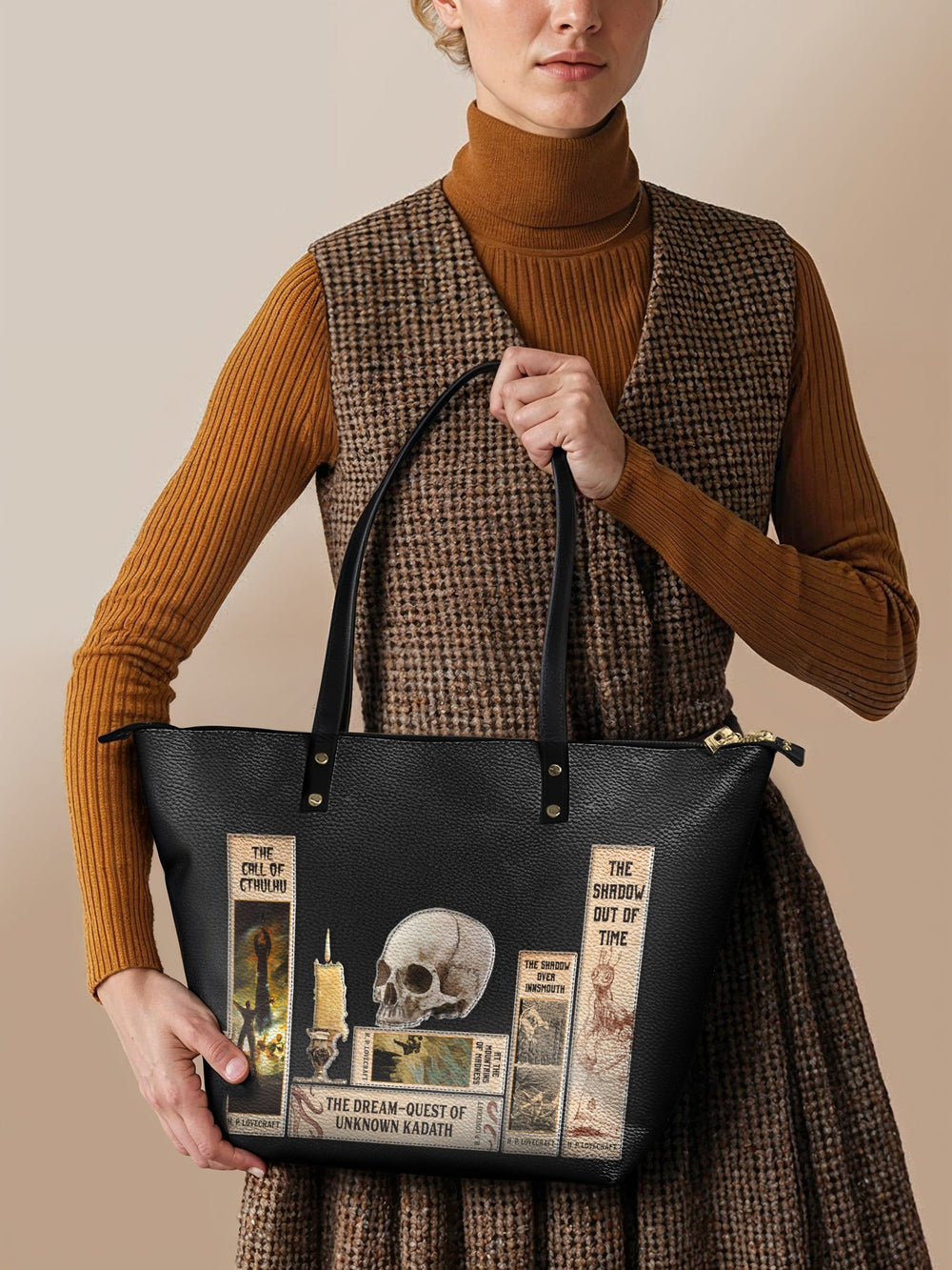 cthulhu inspired leather bags and backpacks Handbag | HP LOVECRAFT Handbag | GOTHIC HANDBAG this Lovecraftian Black Leather Tote is a must Cthulhu Backpack - Etsy