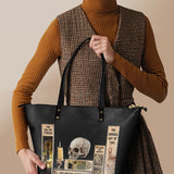 "Lovecraftian" Black Leather Tote Bag Matching Set - CLEAROUT