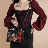 "The Codex of Gothic Tales" Deadlight Black Small Leather Handbag