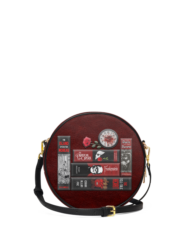 "The Crimson Codex" Circle Crossbody Bag
