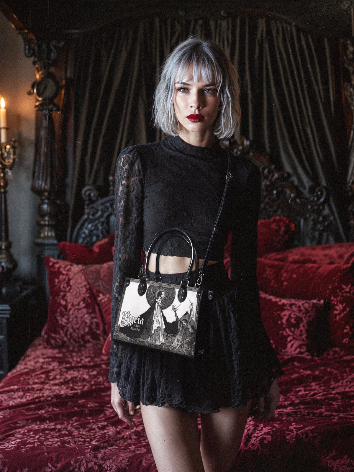 "Ligeia" - Black Interior - Small Leather Handbag - FALL DEAL