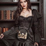 Lovecraftian Black Circle Crossbody Bag