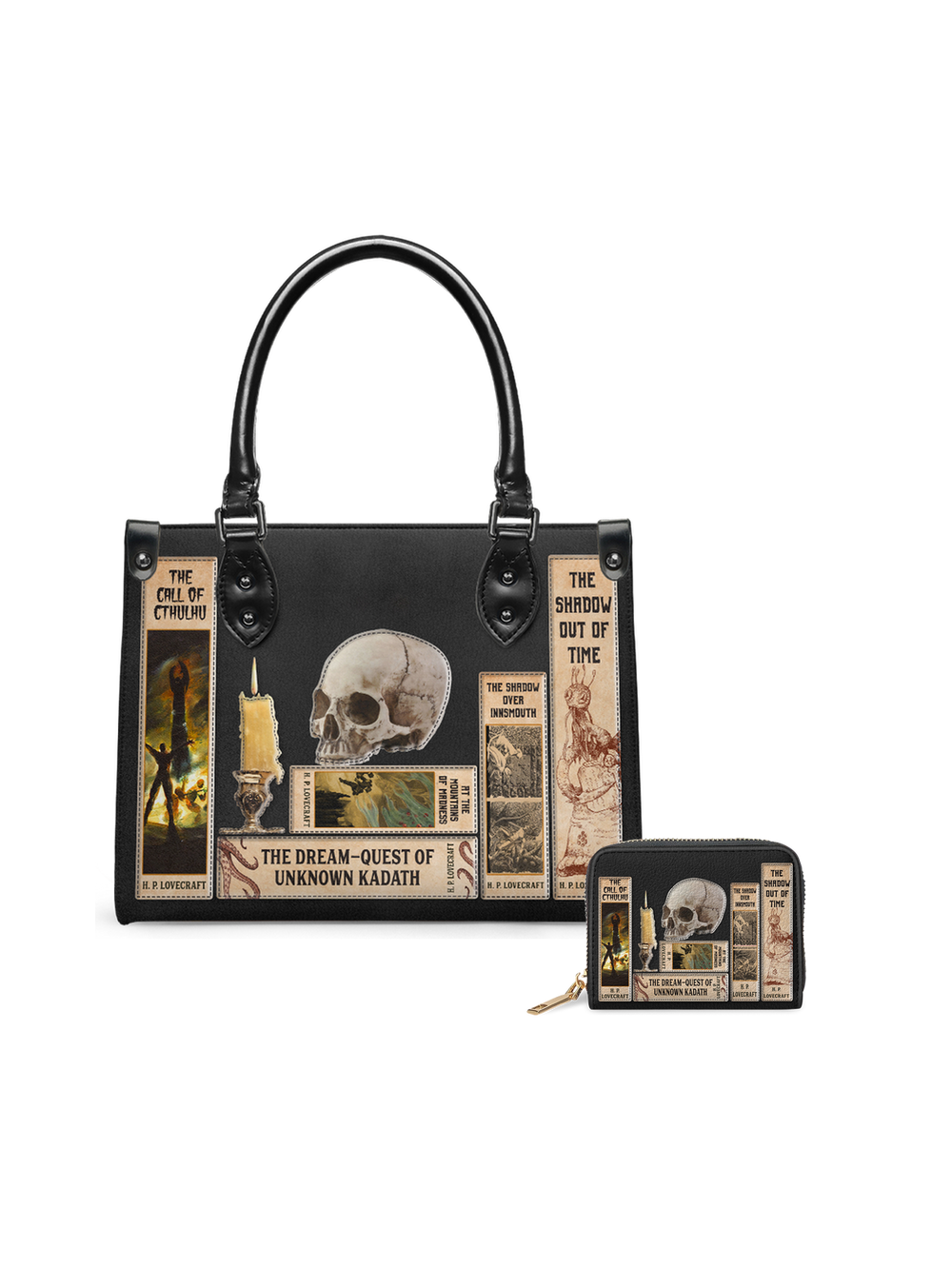 Lovecraftian Black Small Leather Handbag - NEVERMORE DEAL