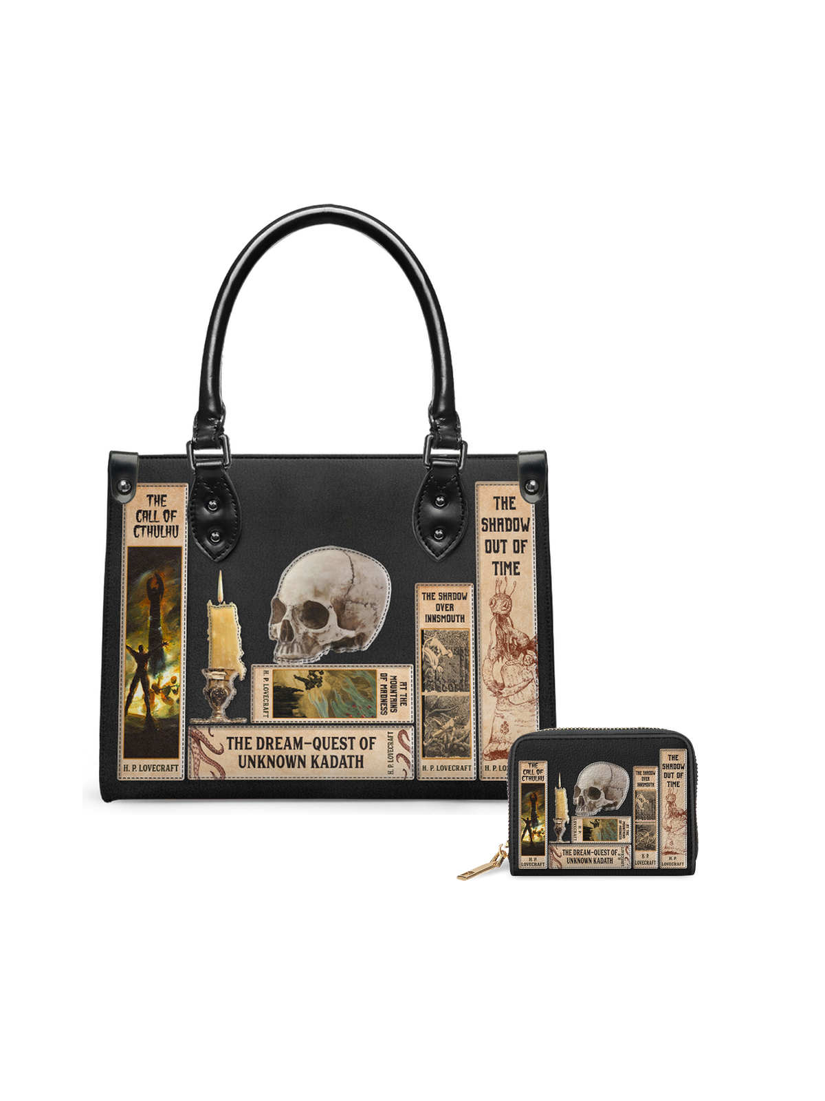 Lovecraftian Black Small Leather Handbag - NEVERMORE DEAL