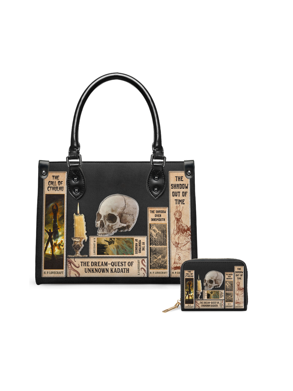 Lovecraftian Black Small Leather Handbag - NEVERMORE DEAL