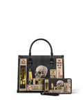 Lovecraftian Black - Black Interior - Leather Handbag Matching Set - FALL DEAL