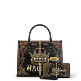 "Macbeth" - Black Interior - Leather Handbag Matching Set - CLEAROUT