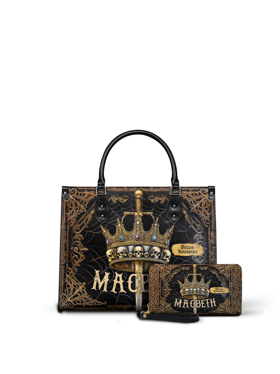 "Macbeth" - Black Interior - Leather Handbag Matching Set - FALL DEAL