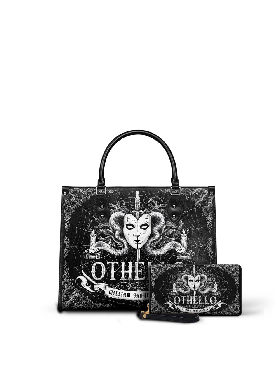 "Othello" - Black Interior - Leather Handbag Matching Set - FALL DEAL