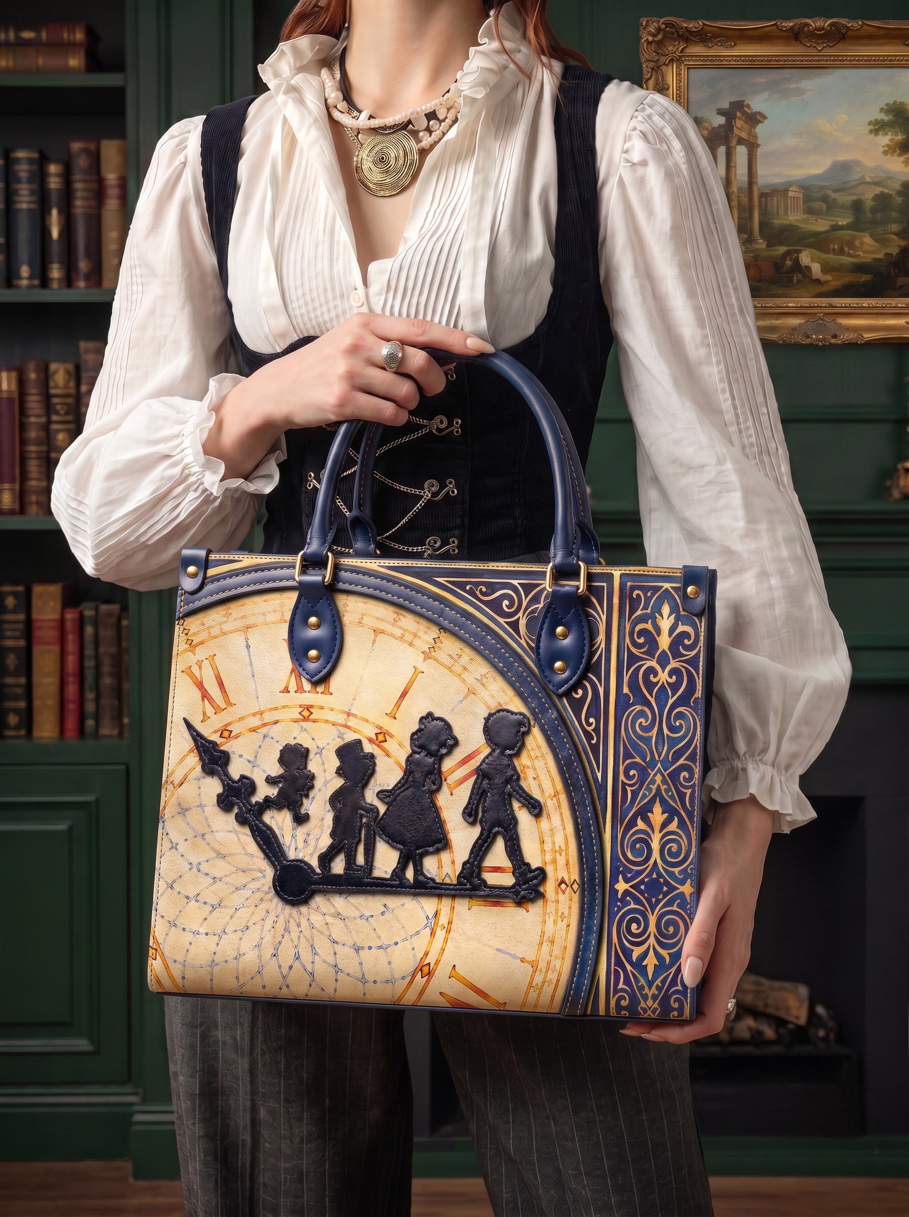 “Going To Neverland” Applique Leather Handbag