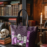 "The Codex of Gothic Tales" Violet Echo Leather Tote Bag Deal
