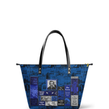 "Poe's Library" Midnight Ink Leather Tote Bag