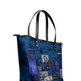 "Poe's Library" Midnight Ink Leather Tote Bag